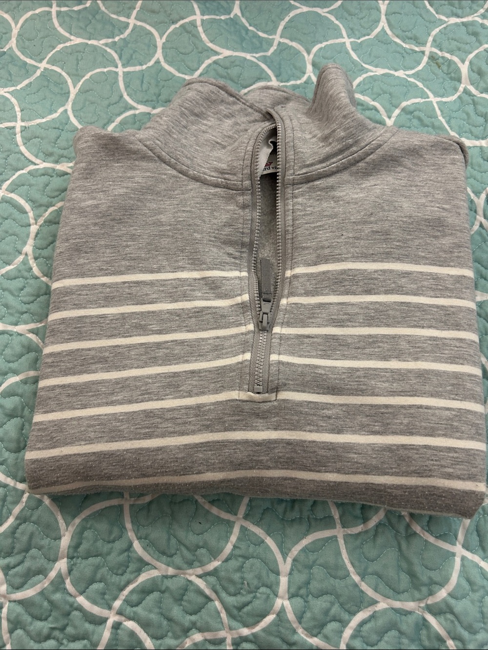 Medium Vineyard Vines Gray Stripe Quarter-Zip